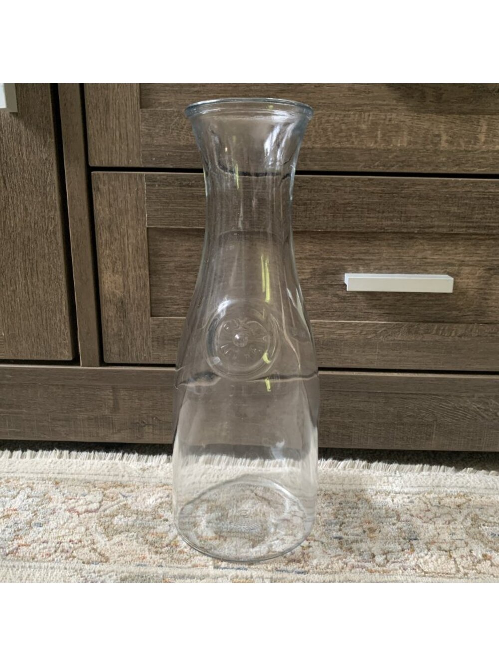 Vintage Anchor Hocking Glass Carafe Full Litre 11" Tall Wine Water Decanter USA